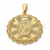 Dije Religioso 05.09.0036 Oro Laminado, Diseño de Sagrado Corazon de Maria, Mate, Tono Dorado