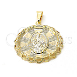 Dije Religioso 05.09.0036 Oro Laminado, Diseño de Sagrado Corazon de Maria, Mate, Tono Dorado