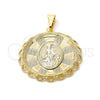 Dije Religioso 05.09.0036 Oro Laminado, Diseño de Sagrado Corazon de Maria, Mate, Tono Dorado