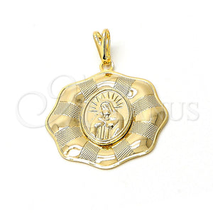 Dije Religioso 05.09.0038 Oro Laminado, Diseño de Guadalupe, Mate, Tono Dorado