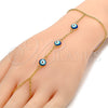 Pulsera Elegante 03.60.0144.08 Oro Laminado, Diseño de Ojo Griego y Rolo, Esmaltado Azul, Tono Dorado (02 MM Thickness, 8 Inches Length)