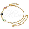 Pulsera Elegante 03.60.0144.1.08 Oro Laminado, Diseño de Ojo Griego y Rolo, Esmaltado Multicolor, Tono Dorado (02 MM Thickness, 8 Inches Length)
