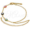 Pulsera Elegante 03.60.0144.1.08 Oro Laminado, Diseño de Ojo Griego y Rolo, Esmaltado Multicolor, Tono Dorado (02 MM Thickness, 8 Inches Length)
