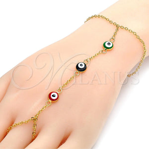 Pulsera Elegante 03.60.0144.1.08 Oro Laminado, Diseño de Ojo Griego y Rolo, Esmaltado Multicolor, Tono Dorado (02 MM Thickness, 8 Inches Length)