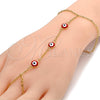 Pulsera Elegante 03.60.0144.2.08 Oro Laminado, Diseño de Ojo Griego y Rolo, Esmaltado Rojo, Tono Dorado (02 MM Thickness, 8 Inches Length)