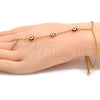 Pulsera Elegante 03.60.0144.2.08 Oro Laminado, Diseño de Ojo Griego y Rolo, Esmaltado Rojo, Tono Dorado (02 MM Thickness, 8 Inches Length)