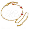 Pulsera Elegante 03.60.0144.2.08 Oro Laminado, Diseño de Ojo Griego y Rolo, Esmaltado Rojo, Tono Dorado (02 MM Thickness, 8 Inches Length)