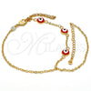 Pulsera Elegante 03.60.0144.2.08 Oro Laminado, Diseño de Ojo Griego y Rolo, Esmaltado Rojo, Tono Dorado (02 MM Thickness, 8 Inches Length)