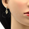 Arete Colgante 02.63.2489 Oro Laminado, Diseño de Corazón, con Blanca Cristal, Pulido, Tono Dorado
