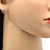 Arete Colgante 02.63.2489 Oro Laminado, Diseño de Corazón, con Blanca Cristal, Pulido, Tono Dorado