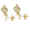 Arete Colgante 02.63.2489 Oro Laminado, Diseño de Corazón, con Blanca Cristal, Pulido, Tono Dorado