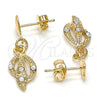Arete Colgante 02.63.2489 Oro Laminado, Diseño de Corazón, con Blanca Cristal, Pulido, Tono Dorado