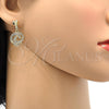Arete Colgante 02.63.2490 Oro Laminado, Diseño de Corazón y Nudo, con Blanca Cristal, Pulido, Tono Dorado