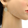 Arete Colgante 02.63.2492 Oro Laminado, Diseño de Corazón, con Blanca Cristal, Pulido, Tono Dorado