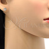 Arete Dormilona 02.63.2496 *PROMO* Oro Laminado, con Blanca Cristal, Pulido, Tono Dorado
