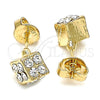 Arete Dormilona 02.63.2496 *PROMO* Oro Laminado, con Blanca Cristal, Pulido, Tono Dorado