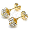 Arete Dormilona 02.63.2496 *PROMO* Oro Laminado, con Blanca Cristal, Pulido, Tono Dorado
