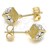 Arete Dormilona 02.63.2496 *PROMO* Oro Laminado, con Blanca Cristal, Pulido, Tono Dorado