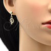 Juego de Arete y Dije de Adulto 10.63.0581 Oro Laminado, con Blanca Cristal, Pulido, Tono Dorado