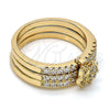 Anillo Multi Piedra 01.100.0005.07 Oro Laminado, Diseño de Mariposa y Triple, con Blanca Micro Pave and Blanca Zirconia Cubica, Pulido, Tono Dorado (Size 7)