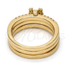 Anillo Multi Piedra 01.100.0005.07 Oro Laminado, Diseño de Mariposa y Triple, con Blanca Micro Pave and Blanca Zirconia Cubica, Pulido, Tono Dorado (Size 7)