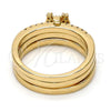 Anillo Multi Piedra 01.100.0005.08 Oro Laminado, Diseño de Mariposa y Triple, con Blanca Micro Pave and Blanca Zirconia Cubica, Pulido, Tono Dorado (Size 8)
