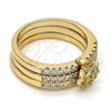 Anillo Multi Piedra 01.100.0005.09 Oro Laminado, Diseño de Mariposa y Triple, con Blanca Micro Pave and Blanca Zirconia Cubica, Pulido, Tono Dorado (Size 9)
