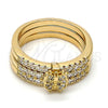 Anillo Multi Piedra 01.100.0005.09 Oro Laminado, Diseño de Mariposa y Triple, con Blanca Micro Pave and Blanca Zirconia Cubica, Pulido, Tono Dorado (Size 9)