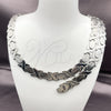 Collar y Pulsera 06.231.0003 Acero Inoxidable, Diseño de Besos y Abrazos y Oja, Pulido, Tono Plateado