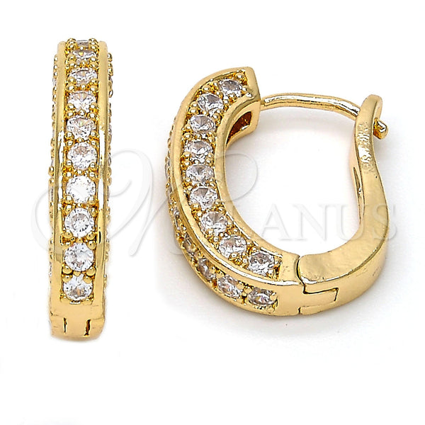 Argolla Huggie 02.217.0024.15 Oro Laminado, con Blanca Zirconia Cubica, Pulido, Tono Dorado