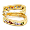 Argolla Huggie 02.237.0009.15 Oro Laminado, con Multicolor Zirconia Cubica, Pulido, Tono Dorado