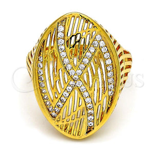 Anillo Multi Piedra 01.118.0028.07 Oro Laminado, con Blanca Cristal, Pulido, Tono Dorado (Size 7)