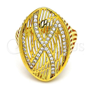 Anillo Multi Piedra 01.118.0028.09 Oro Laminado, con Blanca Cristal, Pulido, Tono Dorado (Size 9)