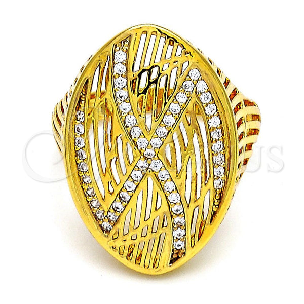 Anillo Multi Piedra 01.118.0028.09 Oro Laminado, con Blanca Cristal, Pulido, Tono Dorado (Size 9)