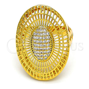Anillo Multi Piedra 01.118.0029.07 Oro Laminado, con Blanca Micro Pave, Pulido, Tono Dorado (Size 7)