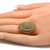 Anillo Multi Piedra 01.118.0029.08 Oro Laminado, con Blanca Micro Pave, Pulido, Tono Dorado (Size 8)