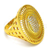 Anillo Multi Piedra 01.118.0029.08 Oro Laminado, con Blanca Micro Pave, Pulido, Tono Dorado (Size 8)