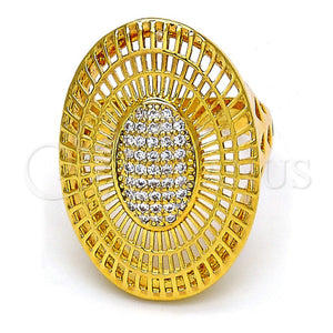 Anillo Multi Piedra 01.118.0029.09 Oro Laminado, con Blanca Micro Pave, Pulido, Tono Dorado (Size 9)