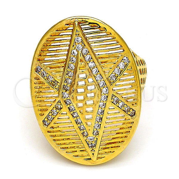 Anillo Multi Piedra 01.118.0030.07 Oro Laminado, con Blanca Micro Pave, Pulido, Tono Dorado (Size 7)