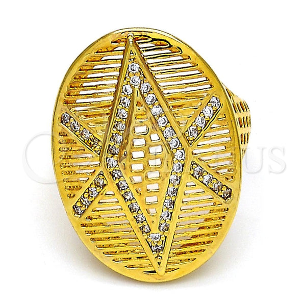 Anillo Multi Piedra 01.118.0030.08 Oro Laminado, con Blanca Micro Pave, Pulido, Tono Dorado (Size 8)