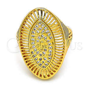 Anillo Multi Piedra 01.118.0032.07 Oro Laminado, con Blanca Micro Pave, Pulido, Tono Dorado (Size 7)