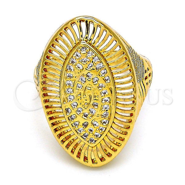 Anillo Multi Piedra 01.118.0032.07 Oro Laminado, con Blanca Micro Pave, Pulido, Tono Dorado (Size 7)