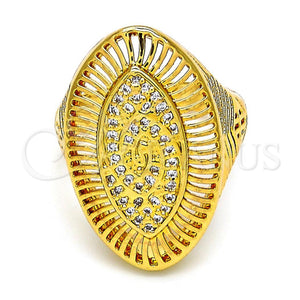 Anillo Multi Piedra 01.118.0032.08 Oro Laminado, con Blanca Micro Pave, Pulido, Tono Dorado (Size 8)
