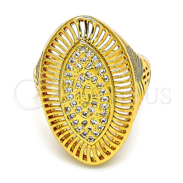 Anillo Multi Piedra 01.118.0032.08 Oro Laminado, con Blanca Micro Pave, Pulido, Tono Dorado (Size 8)