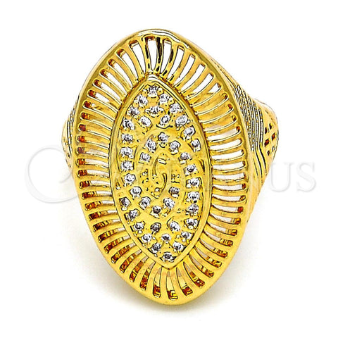 Anillo Multi Piedra 01.118.0032.08 Oro Laminado, con Blanca Micro Pave, Pulido, Tono Dorado (Size 8)