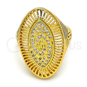 Anillo Multi Piedra 01.118.0032.09 Oro Laminado, con Blanca Micro Pave, Pulido, Tono Dorado (Size 9)