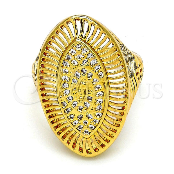 Anillo Multi Piedra 01.118.0032.09 Oro Laminado, con Blanca Micro Pave, Pulido, Tono Dorado (Size 9)