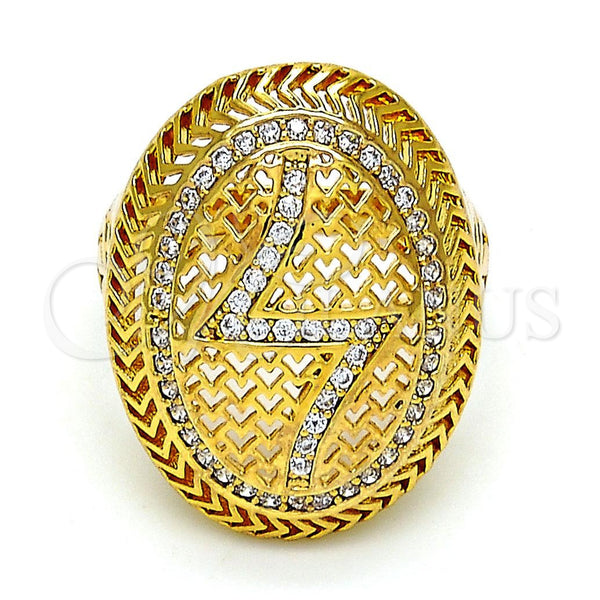 Anillo Multi Piedra 01.118.0031 .07 Oro Laminado, con Blanca Cristal, Pulido, Tono Dorado (Size 7)