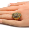 Anillo Multi Piedra 01.118.0031.08 Oro Laminado, con Blanca Cristal, Pulido, Tono Dorado (Size 8)