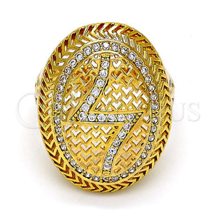 Anillo Multi Piedra 01.118.0031.08 Oro Laminado, con Blanca Cristal, Pulido, Tono Dorado (Size 8)